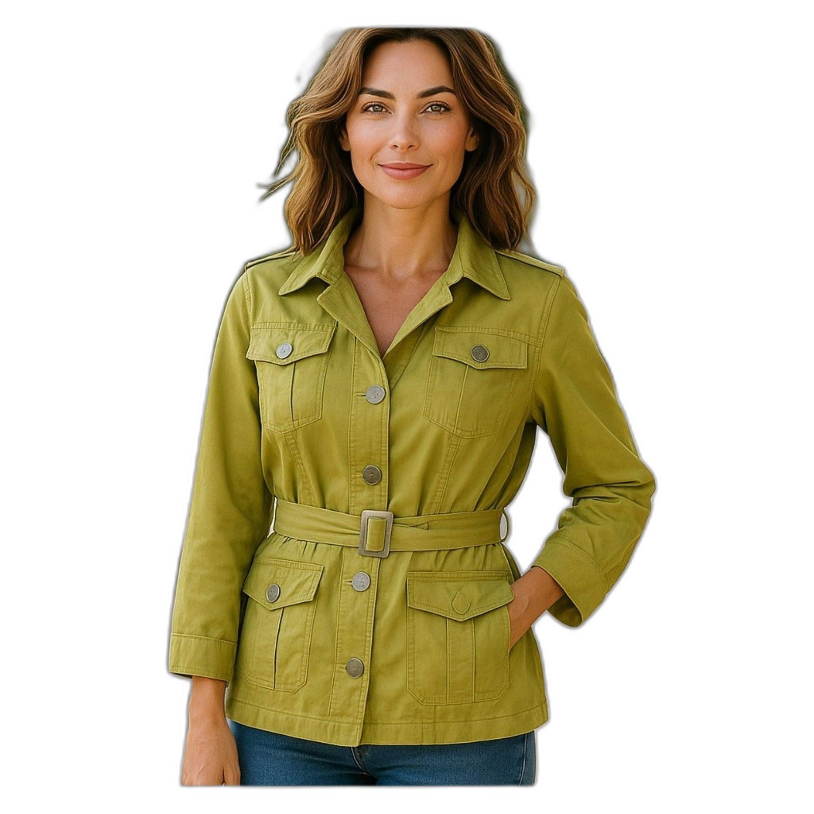 Kiko Jacket Women Size M Green Linen Brand New With Pockets 62